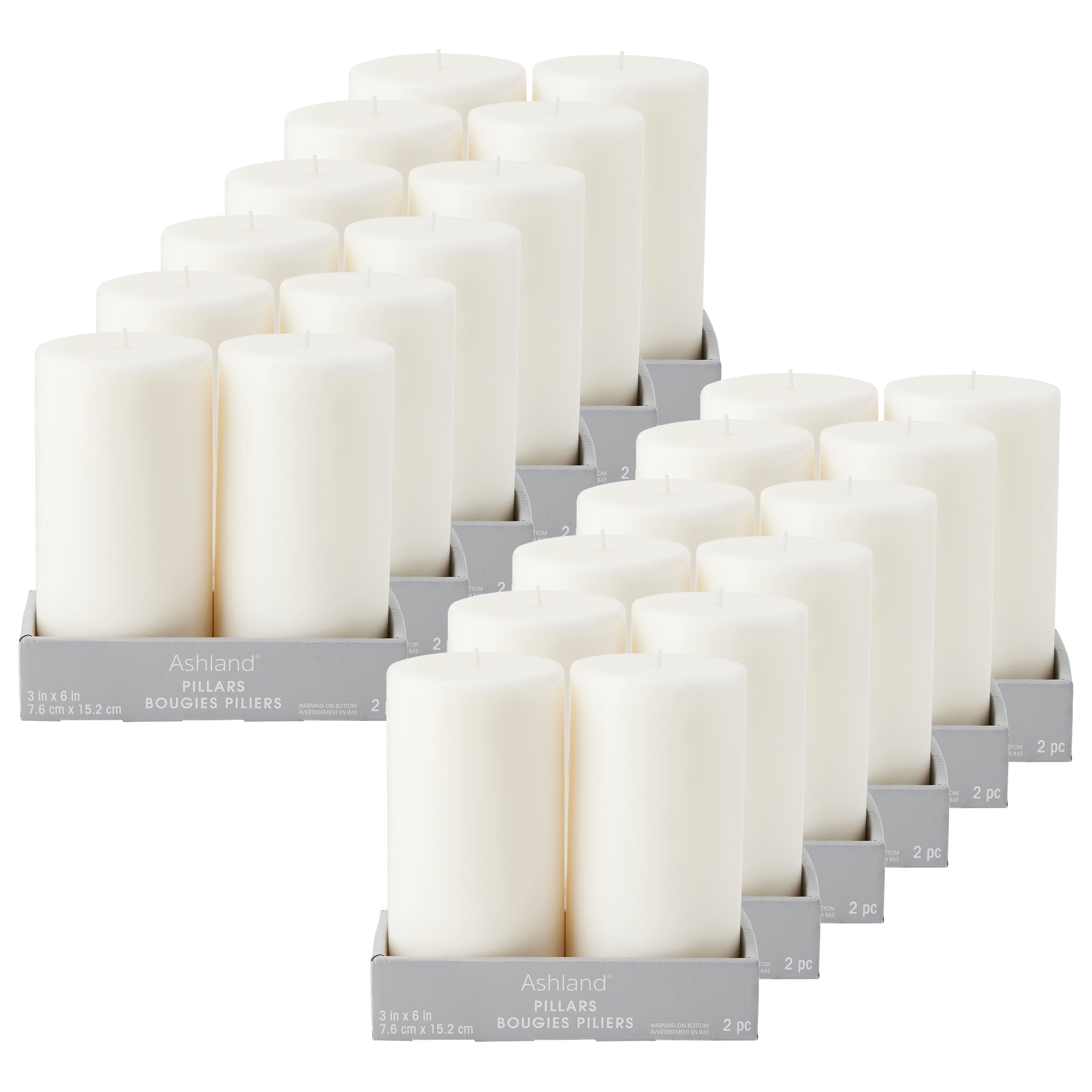 12 Packs 2 ct. (24 total) White Pillar Candle Pair by Ashland