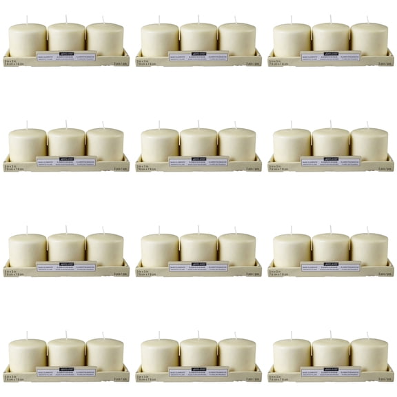 12 Packs: 3 ct. (36 total) Basic Elements 3" x 3" Ivory Pillar Candles by Ashland