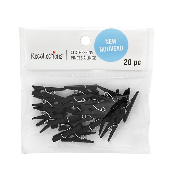 12 Packs: 20 ct. (240 total) Mini Black Clothespins by Recollections