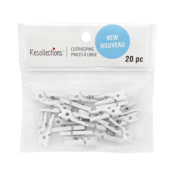 12 Packs: 20 ct. (240 total) Mini White Clothespins by Recollections
