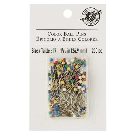 Loops & Threads Multicolor Ball Point Pins, 12 Packs: 200 ct. (2,400 total)