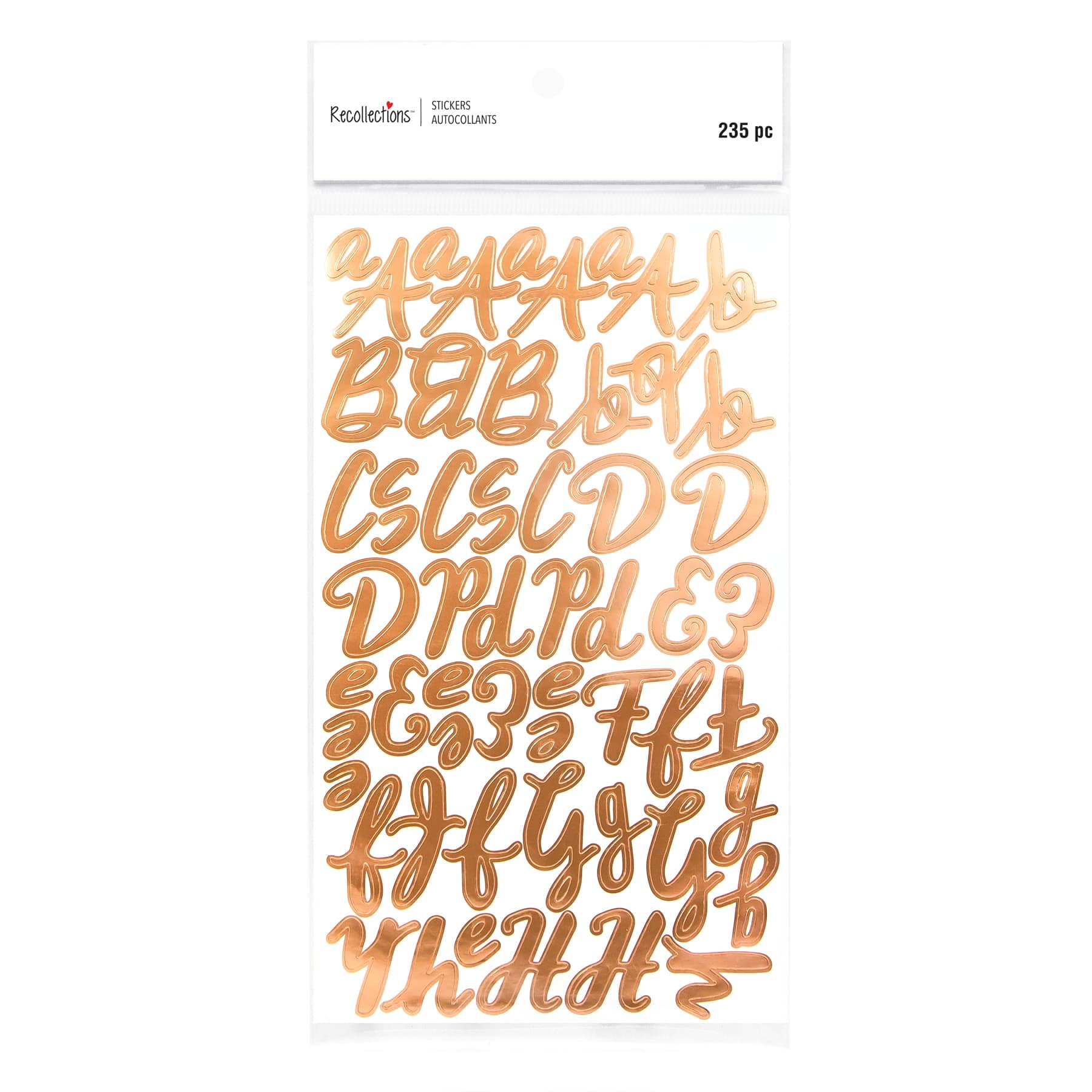 Recollections Rose Gold Handwritten Alphabet Stickers, 12 Packs: 235 ct. (2,820 total)