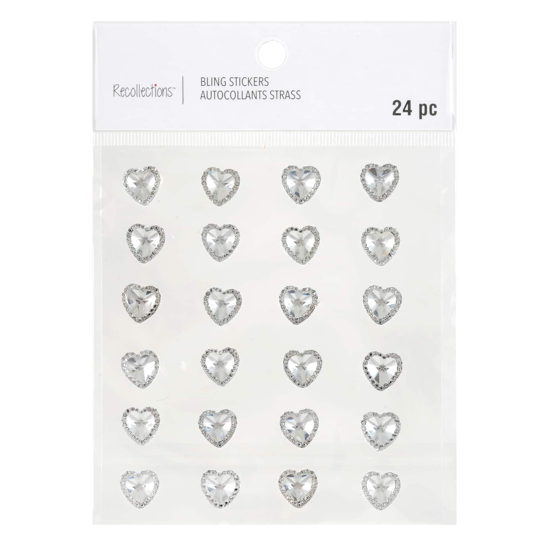 Recollections Clear Rhinestone Heart Stickers, 12 Packs: 24 ct. (288 total)