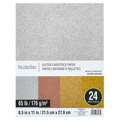 12 Packs: 24 ct. (288 total) Metallic Glitter 8.5" x 11" Cardstock Paper by Recollections