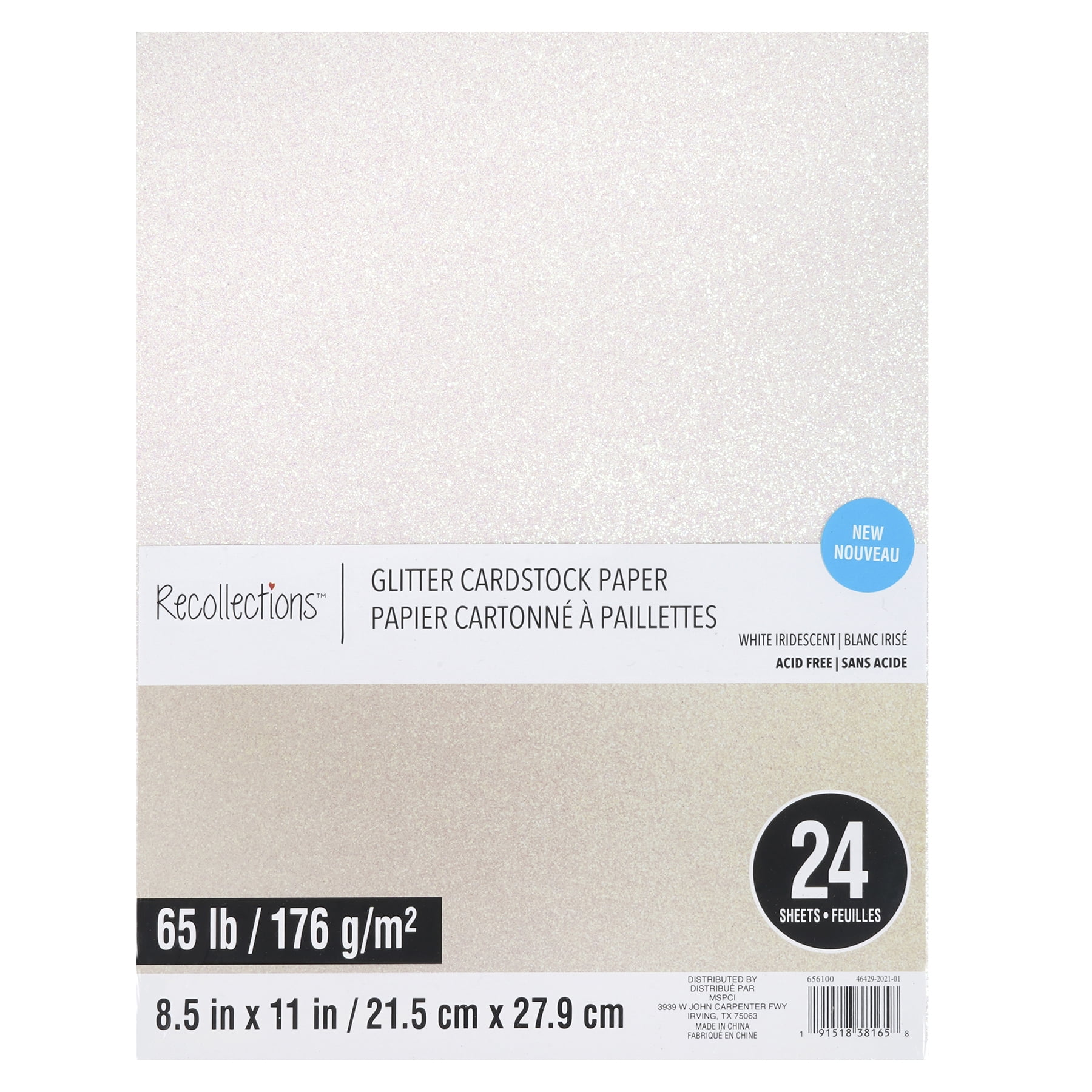 Recollections White Glitter 8.5" x 11" Cardstock Paper, 12 Packs: 24 ct. (288 total)