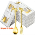 thumbnail image 1 of 12 Packs (24pcs)  Elegant Golden Wedding Forks And Teaspoons, Gold Forks And Spoons Set, Metal Leaf Pattern, Individually Boxed Gift, For Wedding, Bridal Shower, Tea Party, Souvenirs for Guests, 1 of 8