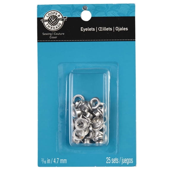 12 Packs: 25 ct. (300 total) 3/16" Silver Eyelets by Loops & Threads