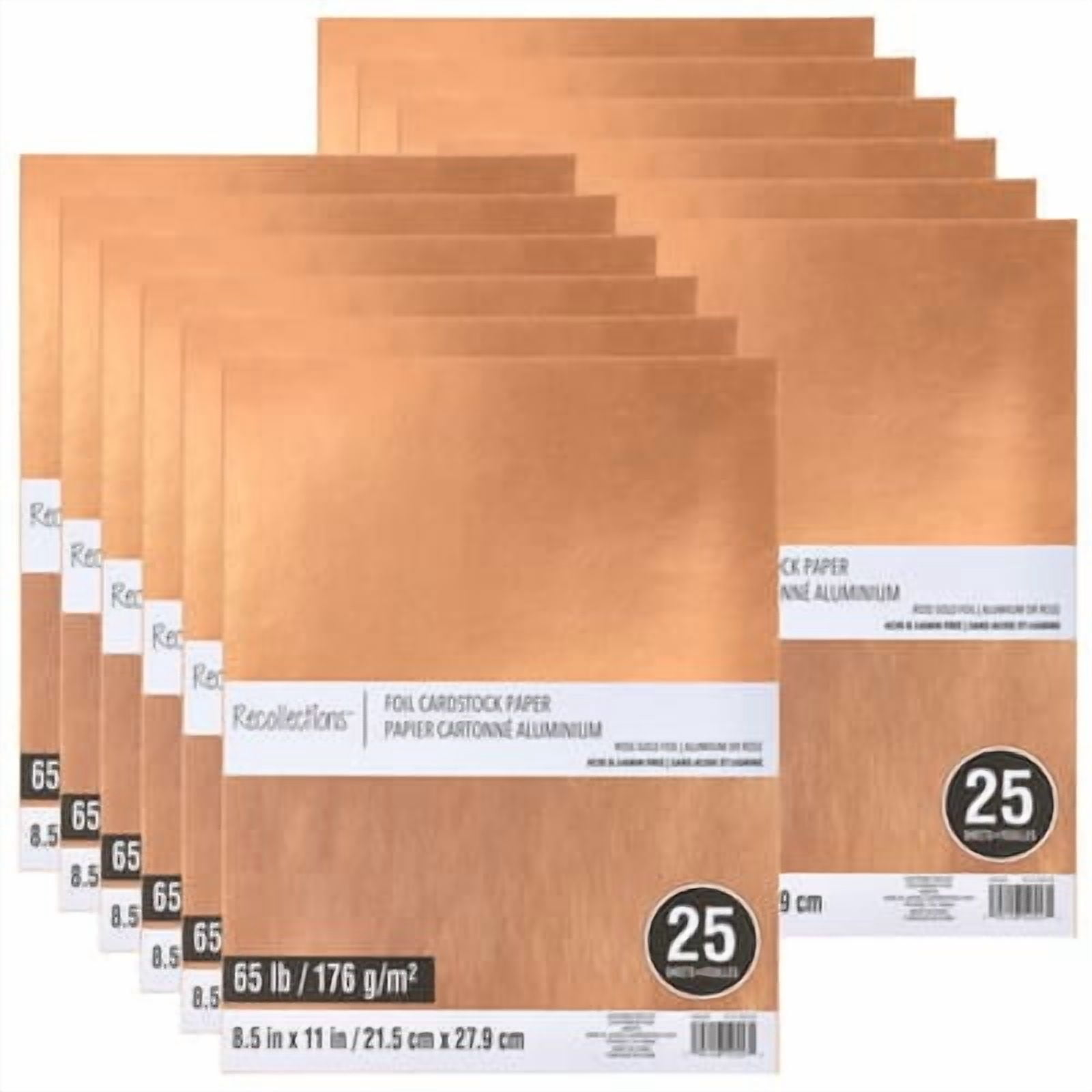 Recollections Rose Gold Foil 8.5" x 11" Cardstock Paper, 12 Packs: 25 ct. (300 total)