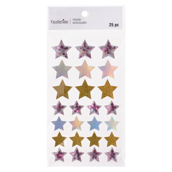 Recollections Sparkle Mix Star Stickers, 12 Packs: 25 ct. (300 total)