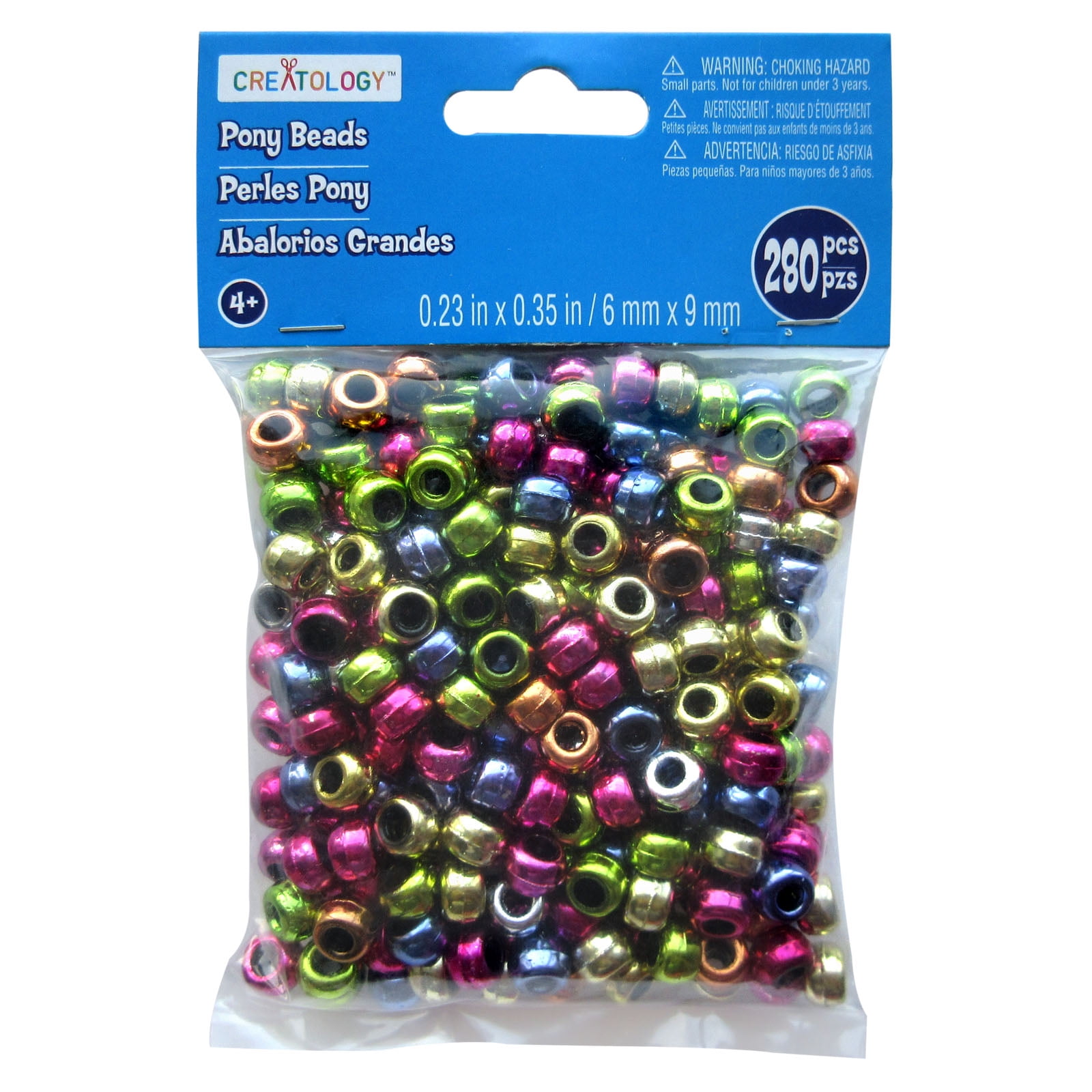 12 Packs: 280 ct. (3,360 total) Metallic Pony Beads by Creatology - 6mm x 9mm