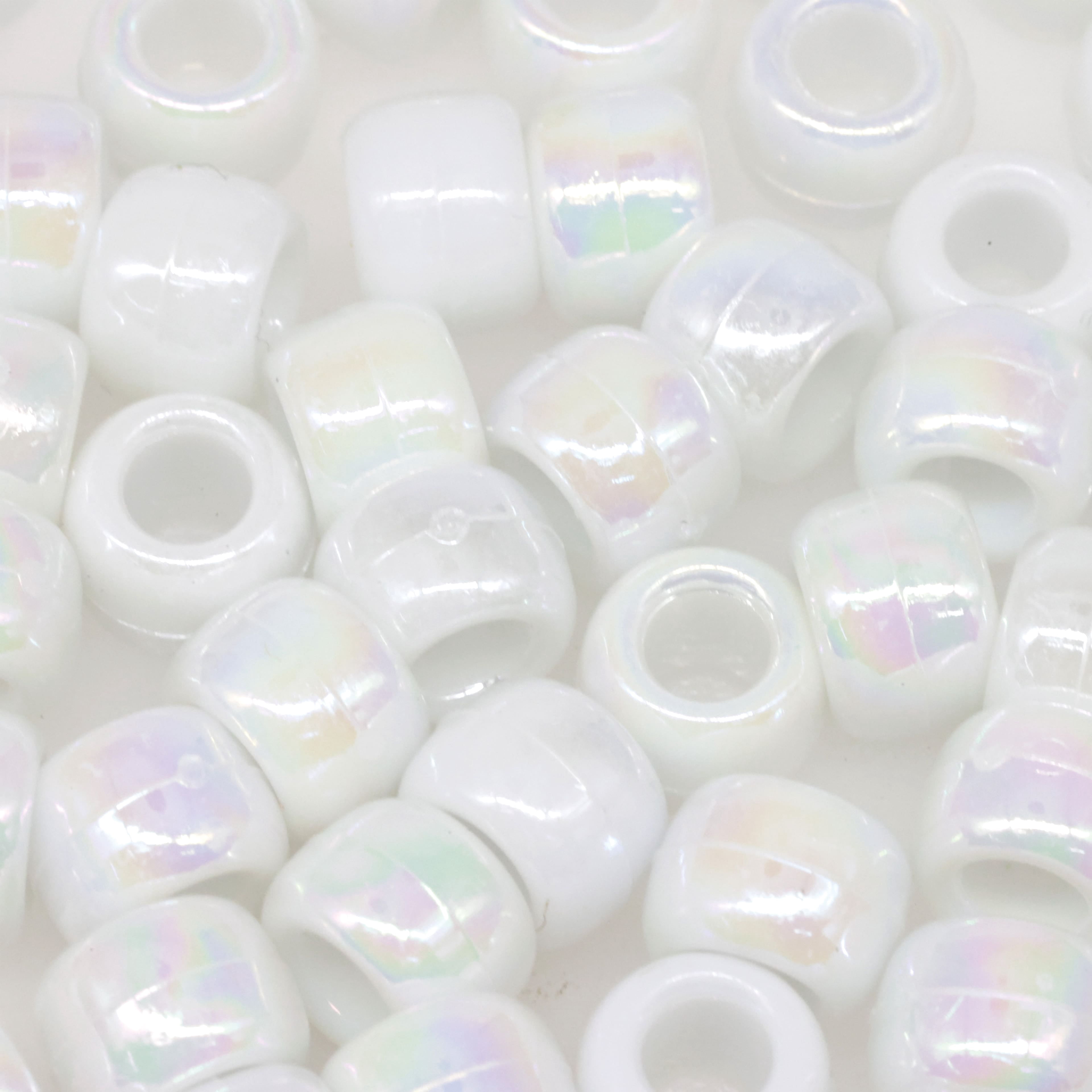 12 Packs: 280 ct. (3,360 total) Opaque White AB Pony Beads by Creatology - 6mm x 9mm