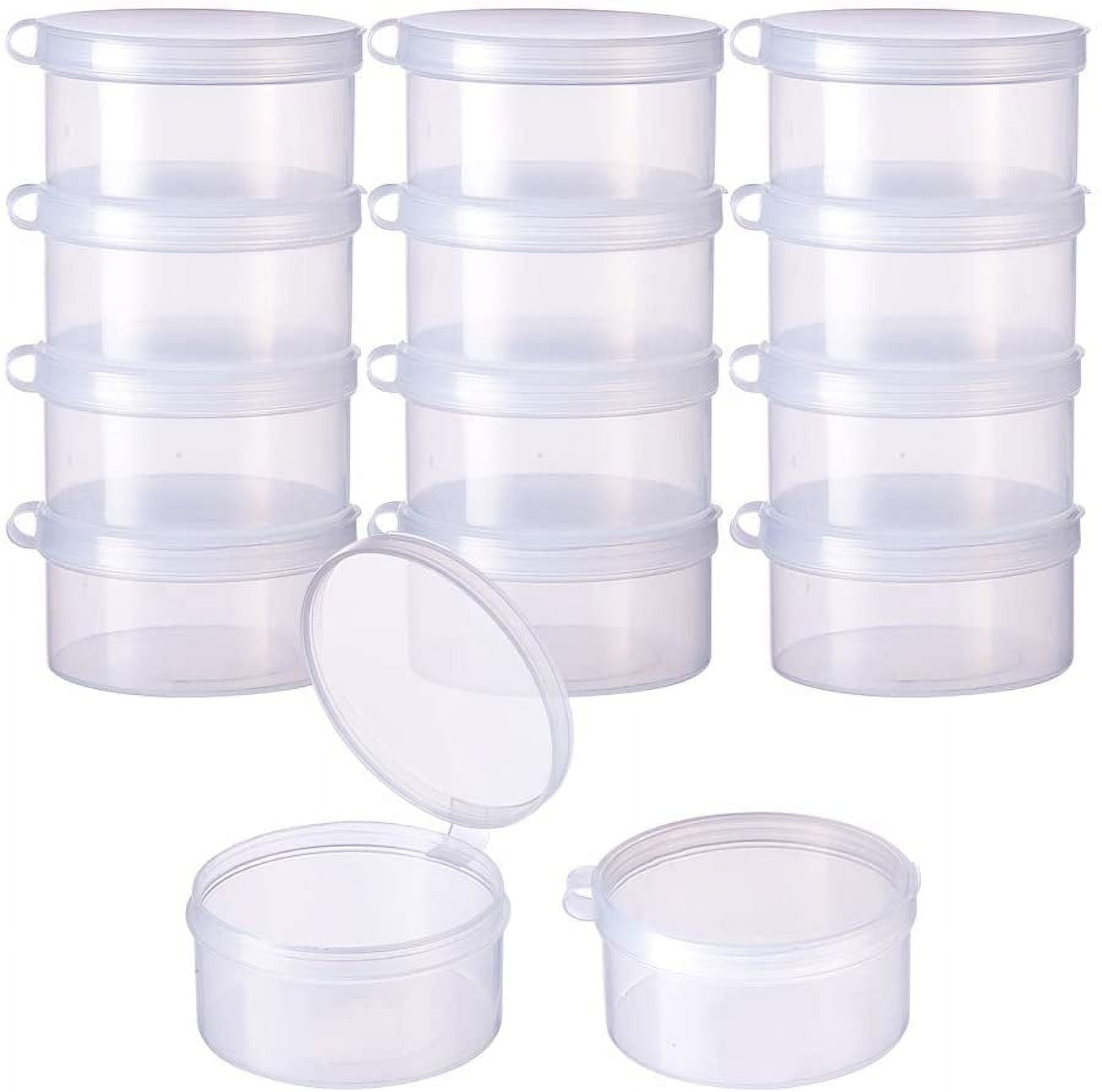 12 Packs 2x1 Inch Round Clear Plastic Bead Storage Containers Case with