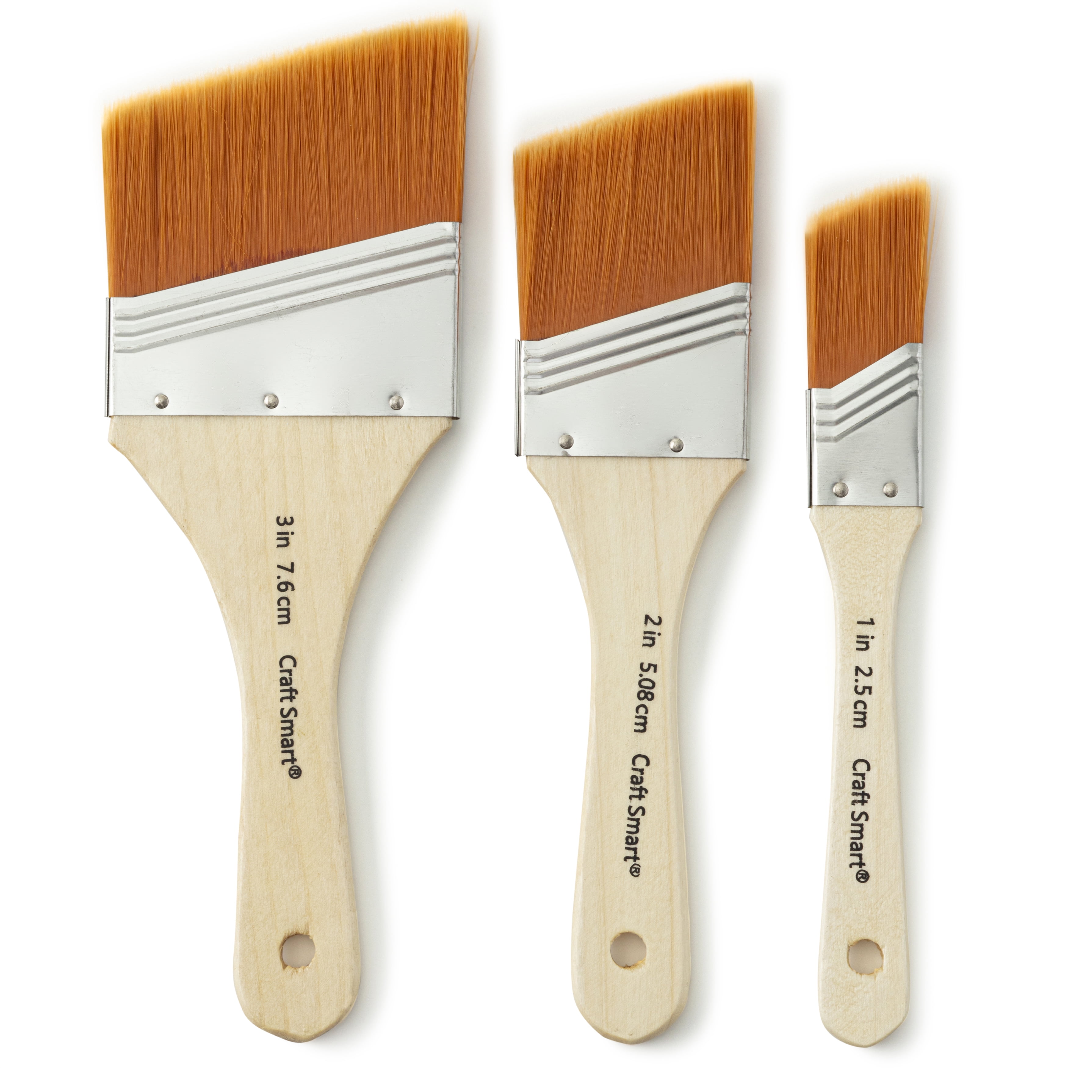 Craft Smart Gold Taklon Large Area Angular Brush Pack, 12 Packs: 3 ct. (36 total)