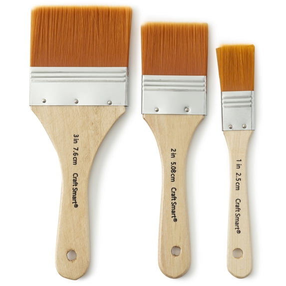 Craft Smart Gold Taklon Large Area Flat Brush Pack, 12 Packs: 3 ct. (36 total)