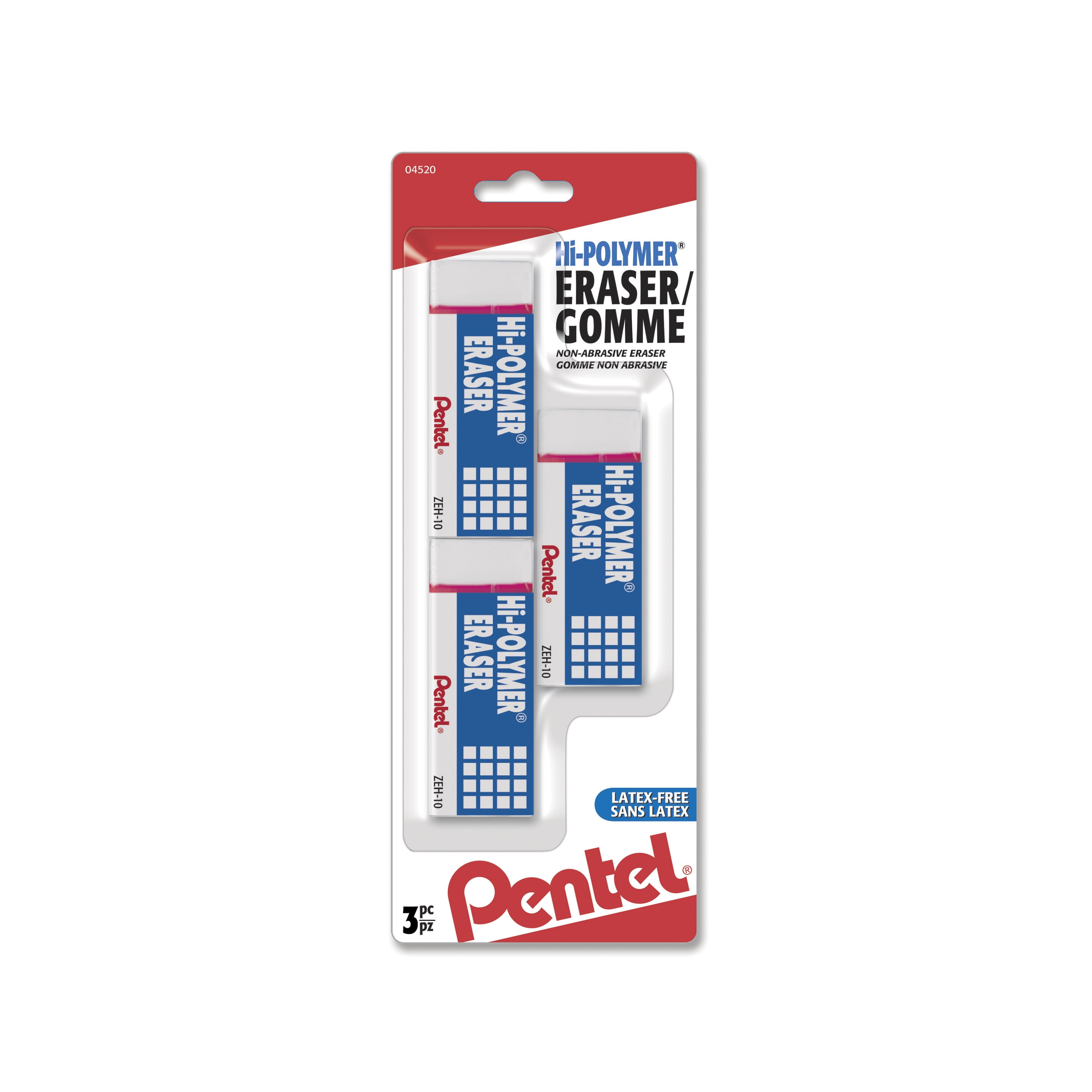 Pentel Hi-Polymer Erasers , 12 Packs: 3 ct. (36 total)
