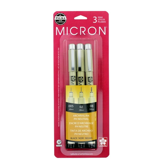 Pigma Micron Fine Line Black Pens, 12 Packs: 3 ct. (36 total)