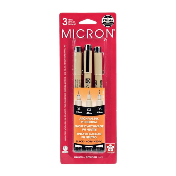 Pigma Micron Fine Line Black Pens, 12 Packs: 3 ct. (36 total)