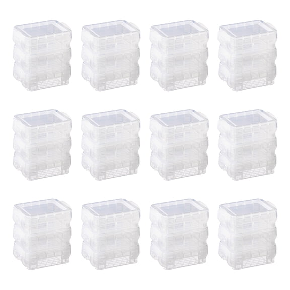 Super Stacker 3 Sheets (36 total) Clear  Bitty Boxes - Stackable Storage Containers for Craft Supplies and Office Supplies - Bulk 12 Pack