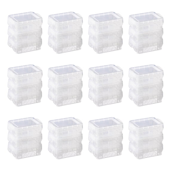 Super Stacker 3 Sheets (36 total) Clear Bitty Boxes - Stackable Storage Containers for Craft Supplies and Office Supplies - Bulk 12 Pack