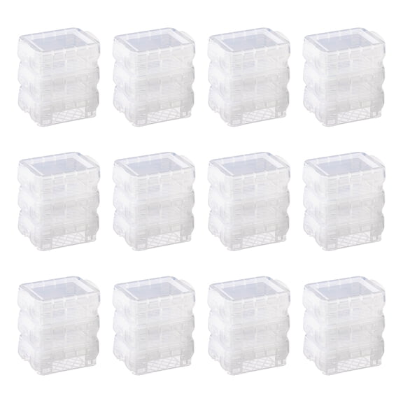 Super Stacker 3 Sheets (36 total) Clear  Bitty Boxes - Stackable Storage Containers for Craft Supplies and Office Supplies - Bulk 12 Pack