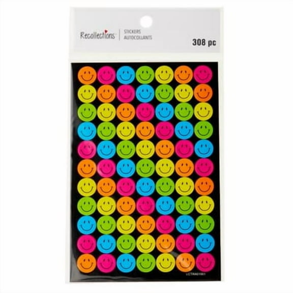 Recollections Neon Smiley Face Stickers, 12 Packs: 308 ct. (3,696 total)