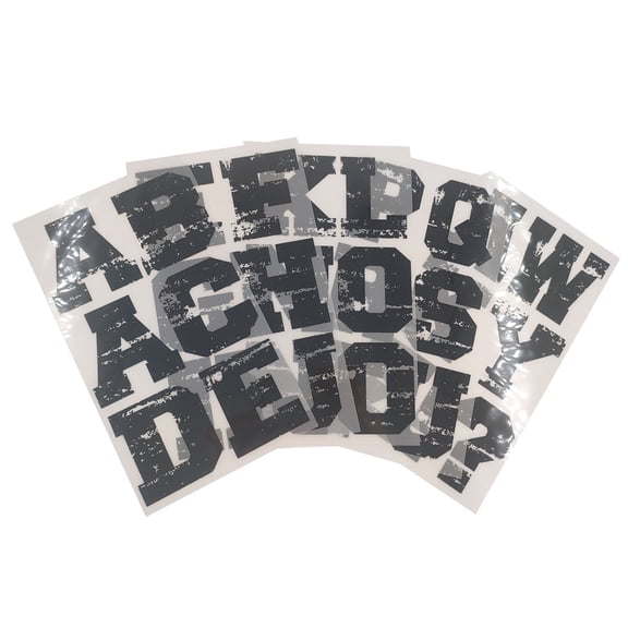 12 Packs: 32 ct. (384 total) 3" Iron-On Distressed Black Letters by Make Market