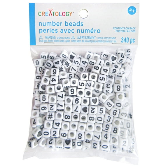 12 Packs: 340 ct. (4,080 total) White Number Square Beads by Creatology