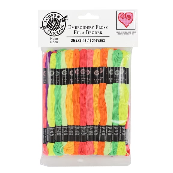 Loops & Threads Neon Embroidery Floss, 12 Packs: 36 ct. (432 total)