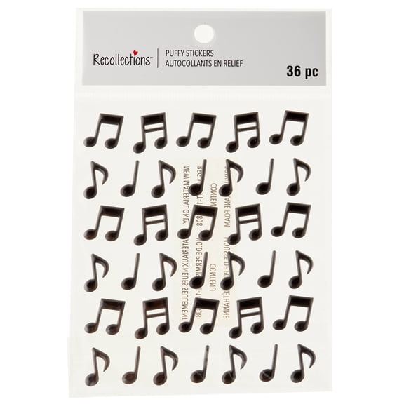 Recollections Puffy Music Note Stickers Signature, 12 Packs: 36 ct. (432 total)