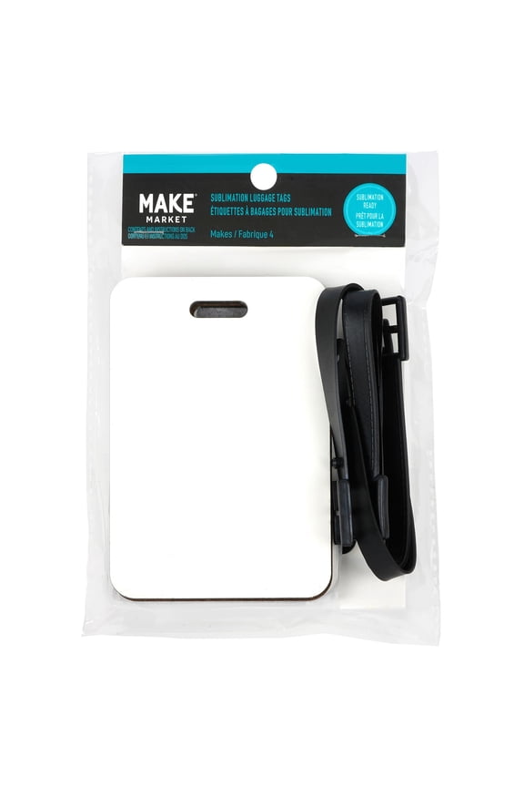 4 Sheets (48 total) 3.9" Unfinished Sublimation Luggage Tag - Ready-To-Decorate Luggage Tag for Suitcases and Travel Bags - Bulk 12 Pack