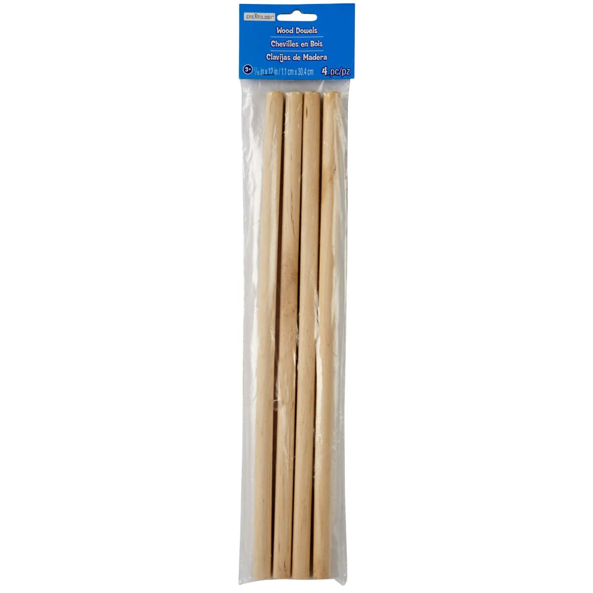 12 Packs 4 ct. (48 total) 7/16" x 12" Wooden Dowels by Creatology™