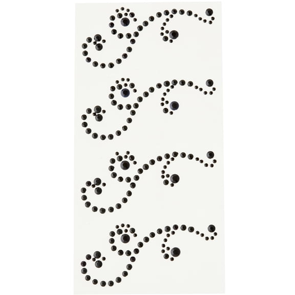Recollections Black Swirl Flourish Adhesive Rhinestones, 12 Packs: 4 ct. (48 total)