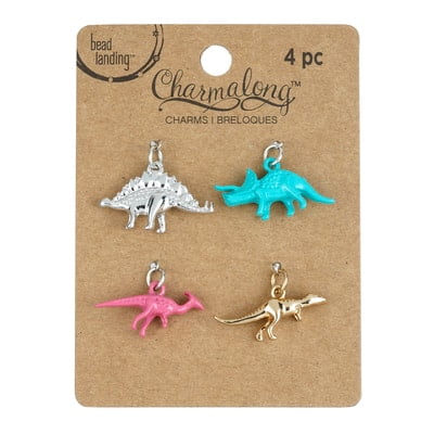 12 Packs: 4 ct. (48 total) Charmalong Dinosaur Charms by Bead Landing