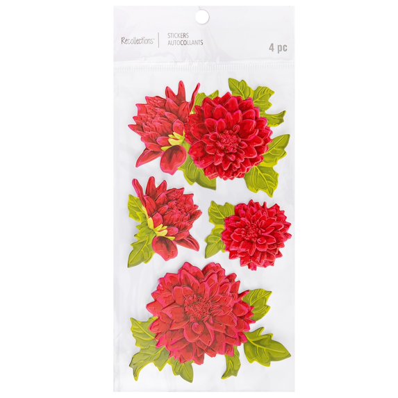 Recollections Dahlia Stickers, 12 Packs: 4 ct. (48 total)