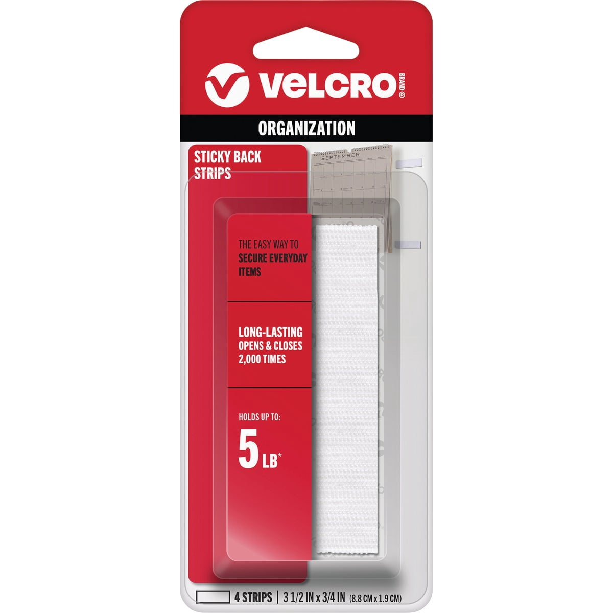 VELCRO Brand Sticky Back White Strips, 12 Packs: 4 ct. (48 total)