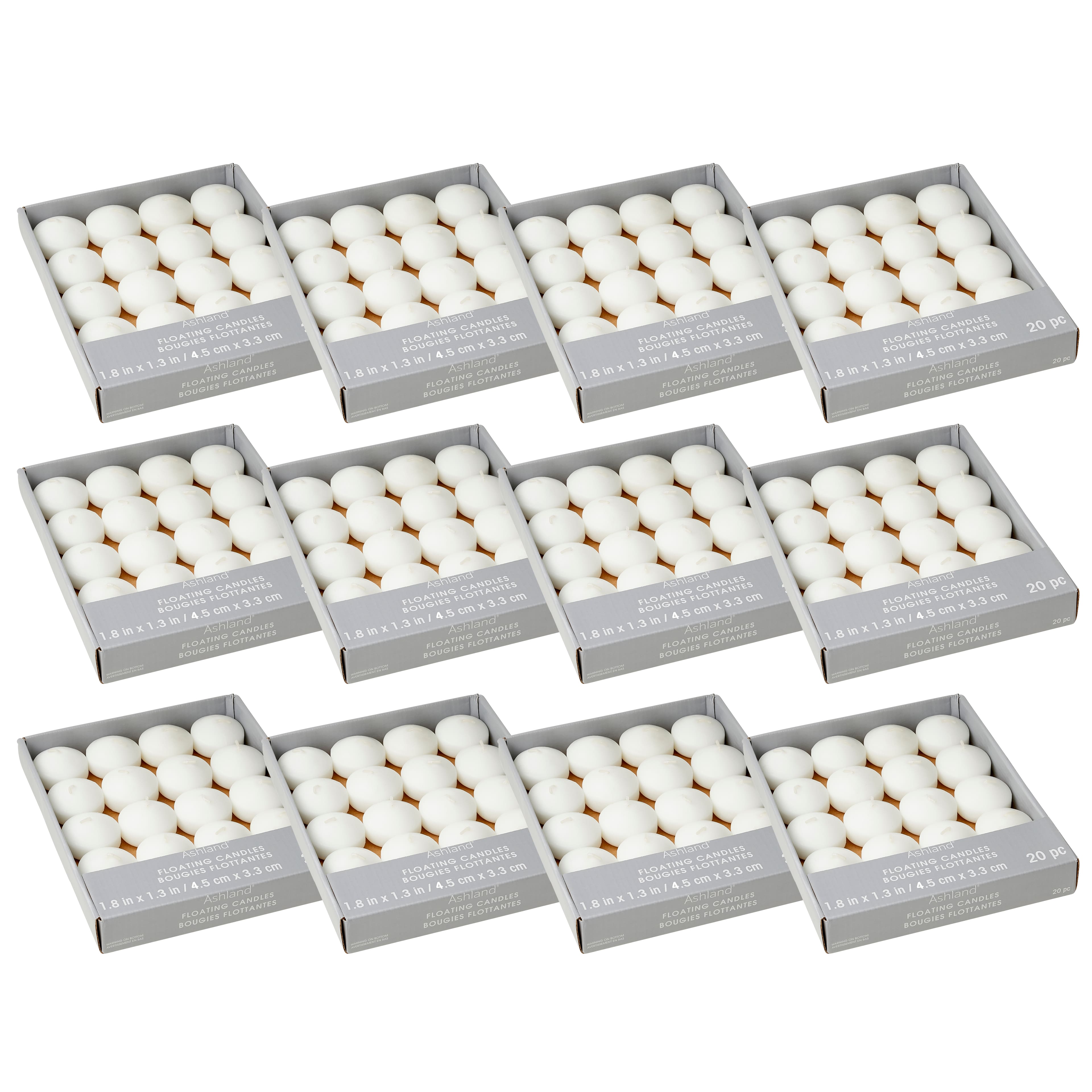 12 Packs 40 ct. (240 total) Basic Elements™ White Floating Candles Value Pack by Ashland