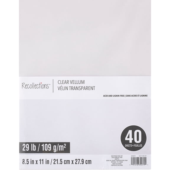 Recollections Clear 8.5" x 11" Vellum Paper, 12 Packs: 40 ct. (480 total)