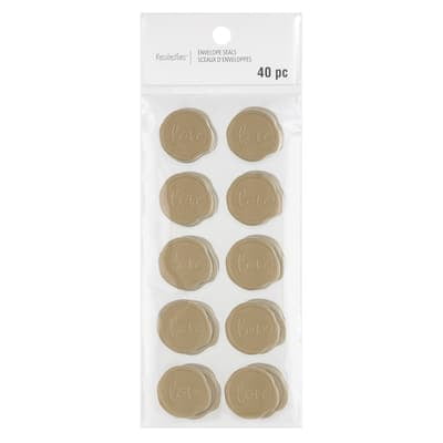12 Packs: 40 ct. (480 total) Gold Love Faux Wax Envelope Seals by Recollections