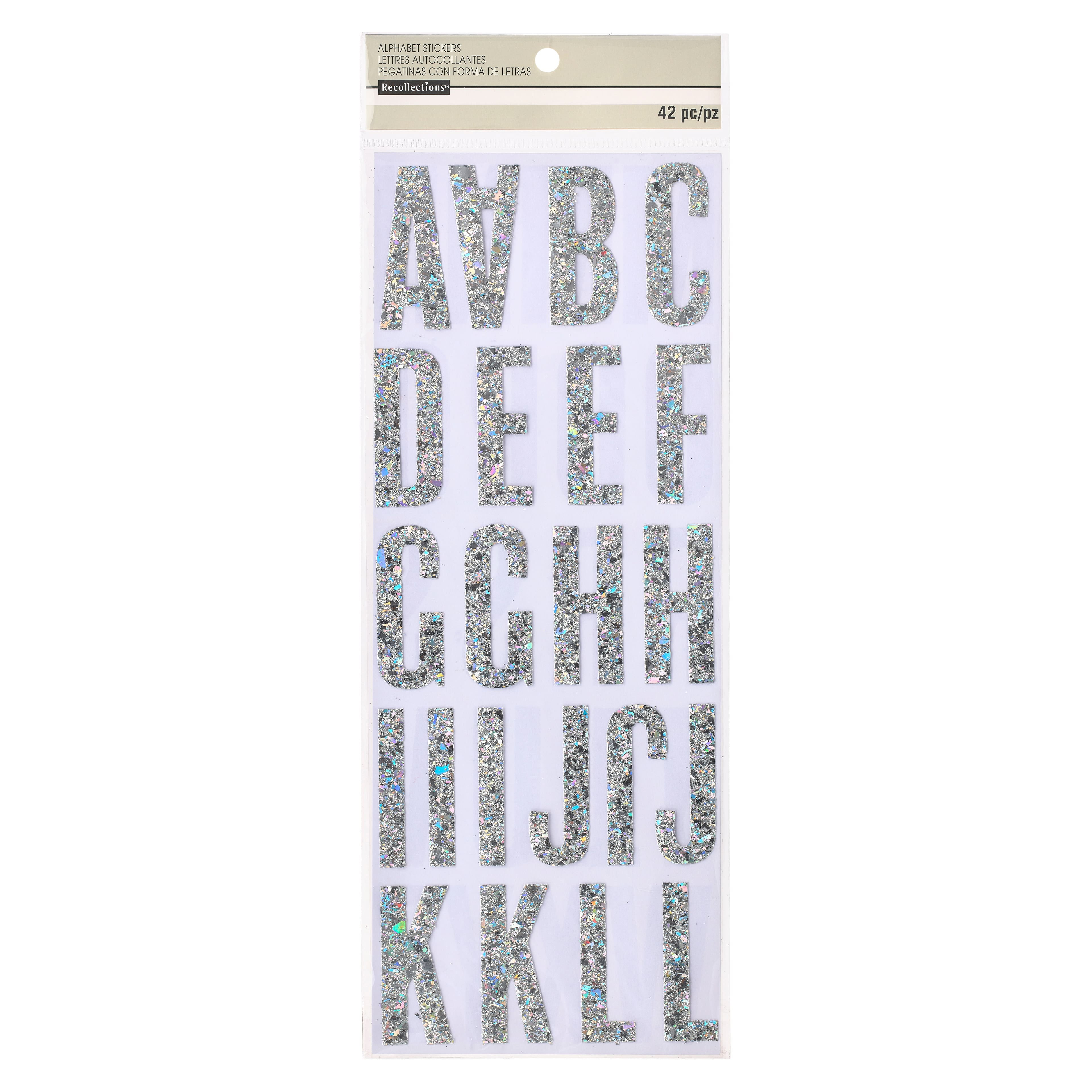 Recollections Iridescent Chunky Glitter Alphabet Stickers, 12 Packs: 42 ct. (504 total)