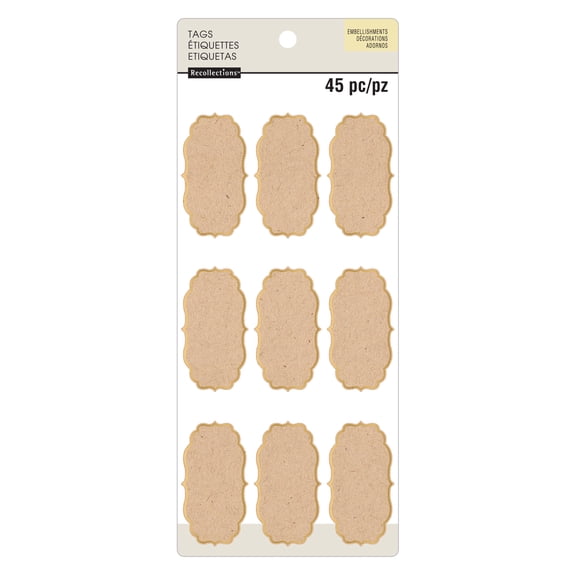 12 Packs: 45 ct. (540 total) Scalloped Kraft Tags by Recollections