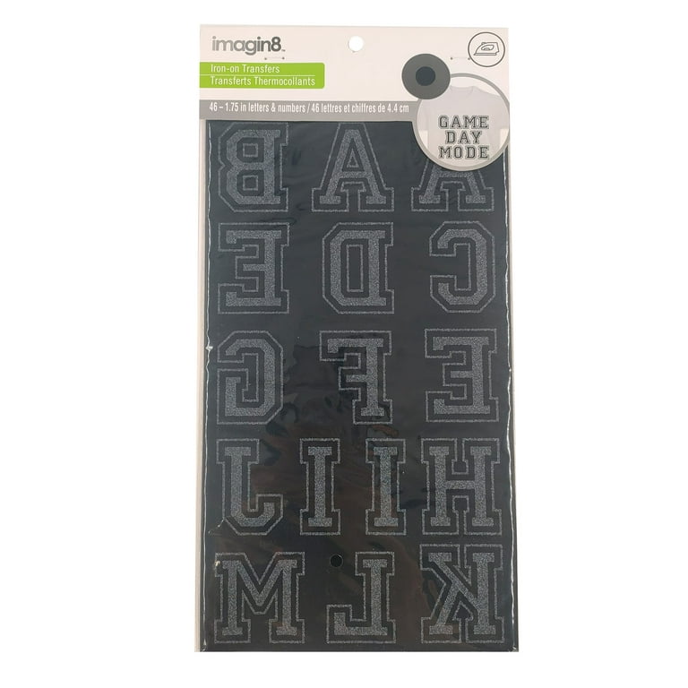 12 Packs: 49 ct. (588 total) 1.5 Iron-On Black Athletic Letters by  Imagin8™
