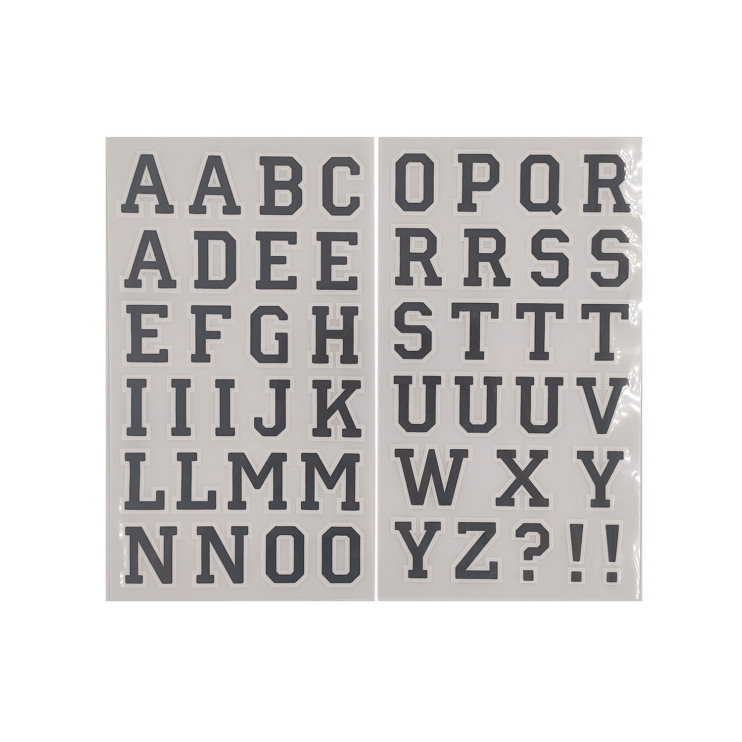 12 Packs: 49 ct. (588 total) 1.5" Iron-On Black with White Outline Athletic Letters by Make Market