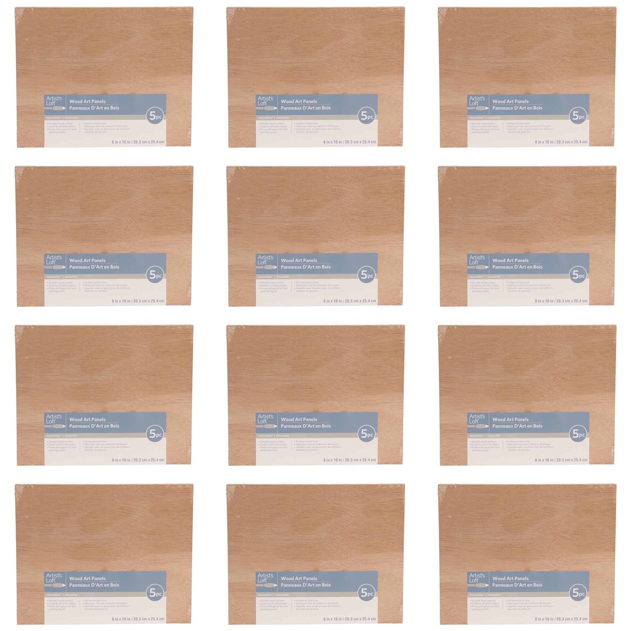12 Packs: 5 ct. (60 total) 8" x 10" Unfinished Wood Art Panel by Artist's Loft Necessities