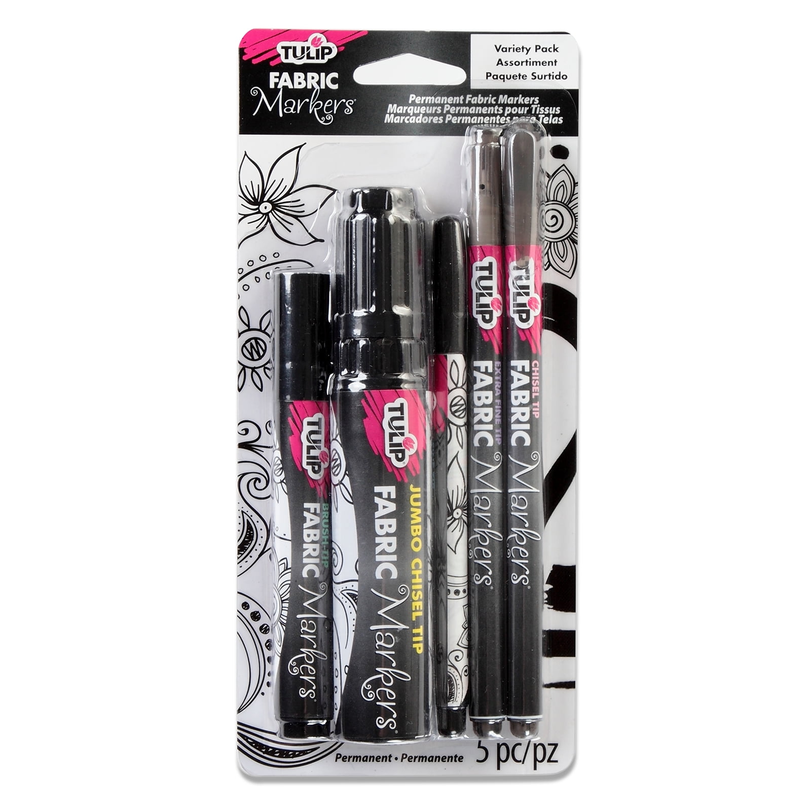 Tulip Multi Mix Tip Permanent Fabric Markers, 12 Packs: 5 ct. (60 total)