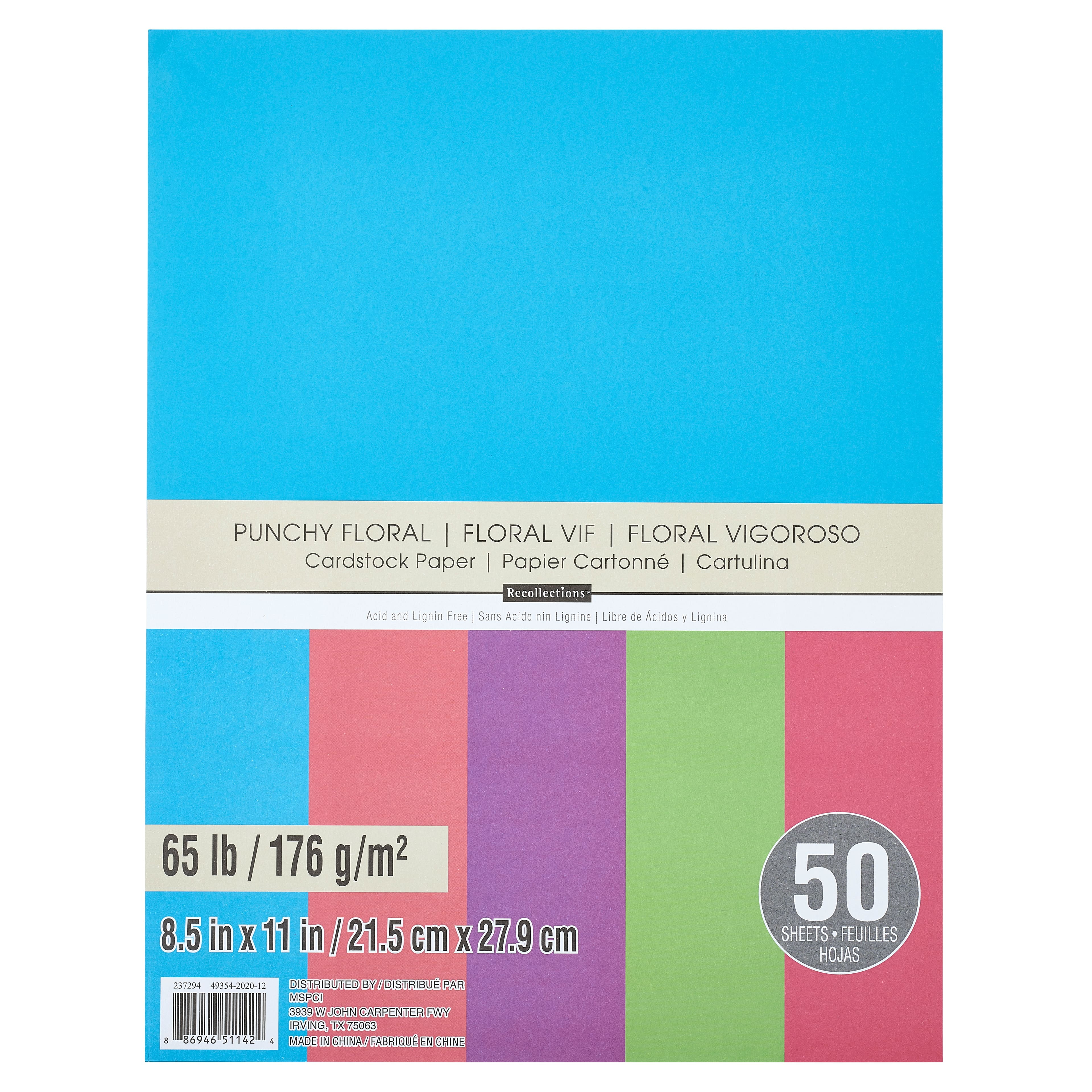RECOLLECTIONS, FOIL CARDSTOCK Paper, 8.5 x 11, PRIMARY Colors 25-Pack NEW