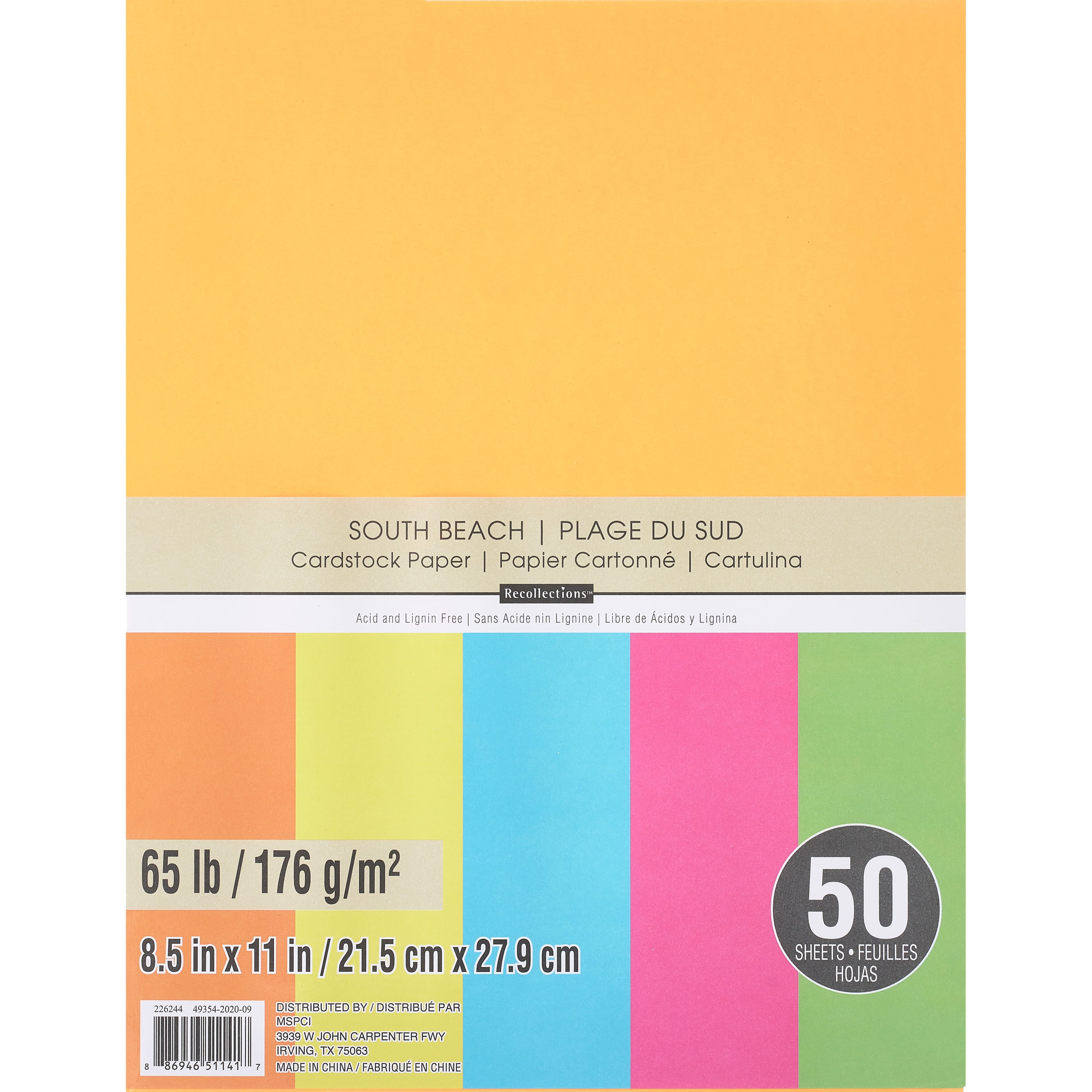 Recollections Cardstock Paper - Neon - South Beach Assorted Colors- 8.5 X  11 1