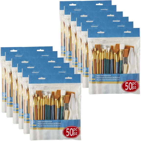 12 Packs: 50 ct. (600 total) Super Value Brush Set by Artist's Loft Necessities