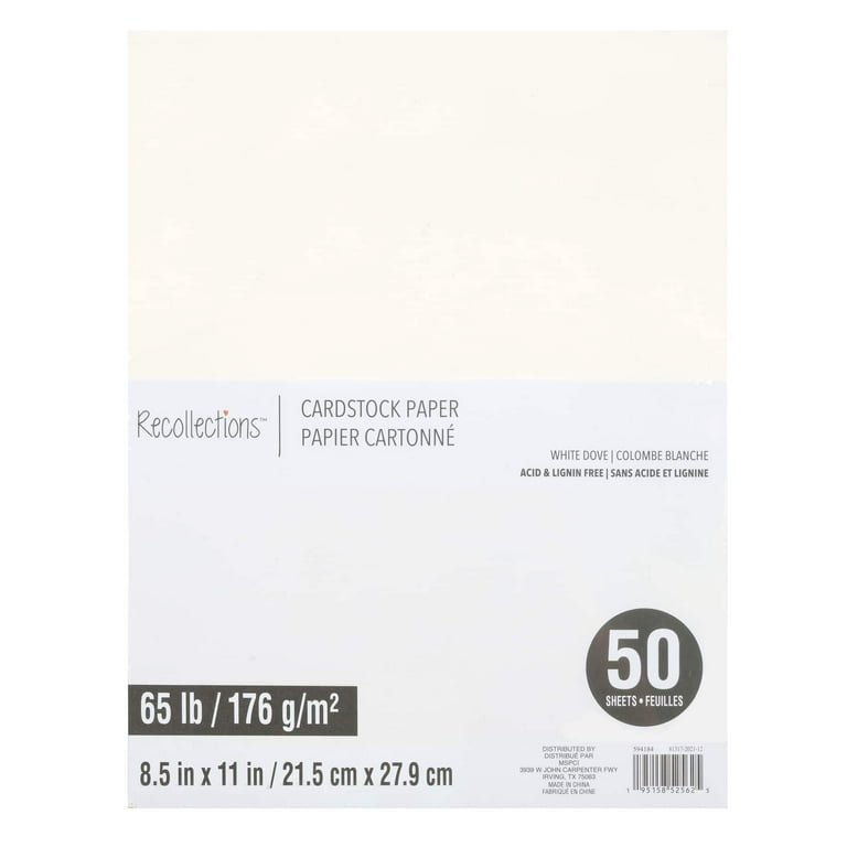 12 Packs: 50 ct. (600 total) White Dove 8.5 x 11 Cardstock Paper by  Recollections™ 