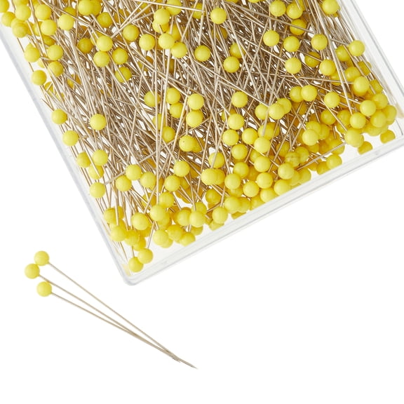 Loops & Threads 1.75" Yellow Ball Quilting Pins, 12 Packs: 500 ct. (6,000 total)