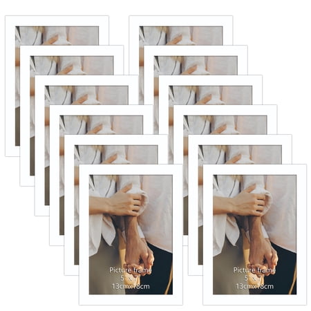 12 Packs 5x7 Magnetic Picture Frames, White 5 by 7 Photo Frame Set for Glass Window Door Fridge